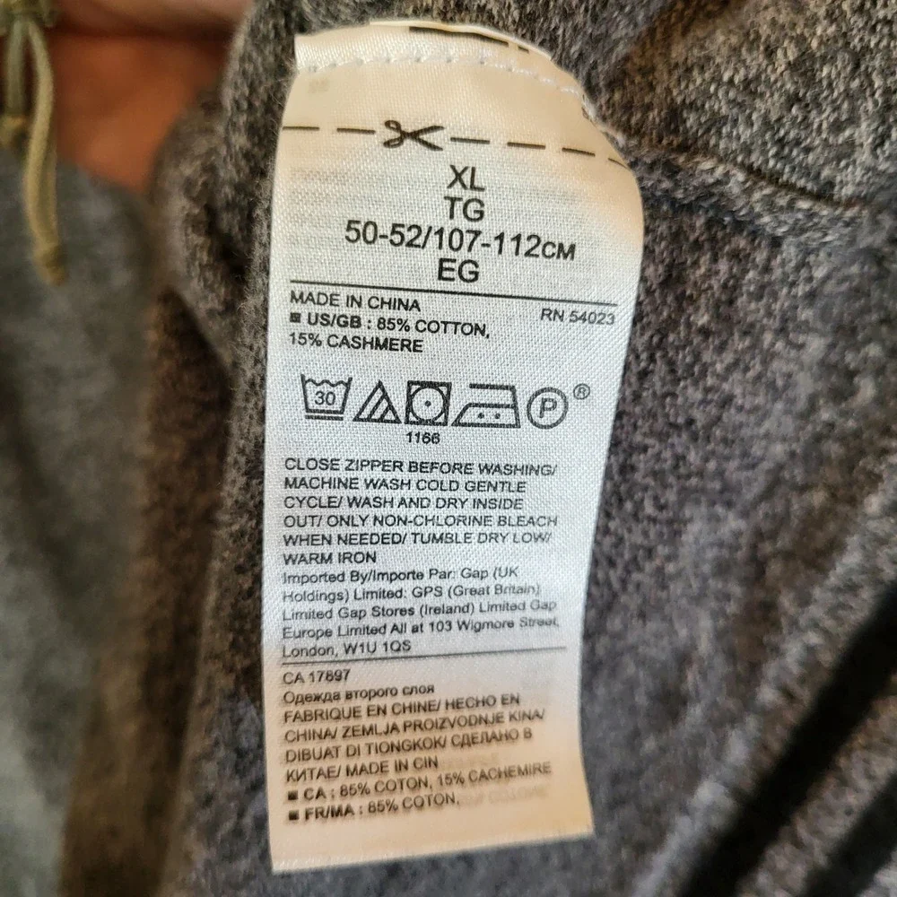Banana Republic Men's XL‎ Gray Cotton Cashmere Blend 1/4 Zip Sweater